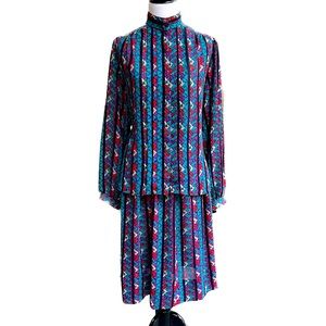 Vintage Paige V Women’s Multicolor Blouse and Skirt Set 12